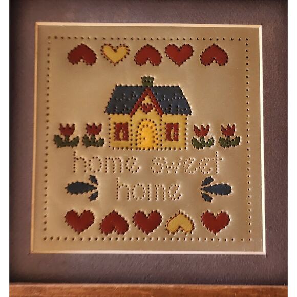 PICTURE-TIN PUNCHED-Framed-"Home Sweet Home"-Signed-Limited Edition-11.5"x11.5" - Picture 7 of 11
